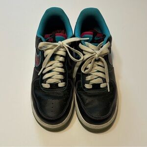 Nike AF1 Black Sneakers with Teal and Pink Highlights - Miami Nights